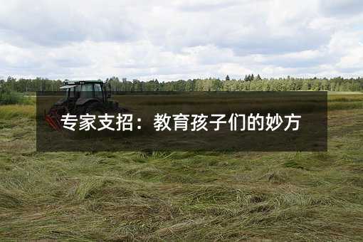 专家支招:教育孩子们的妙方